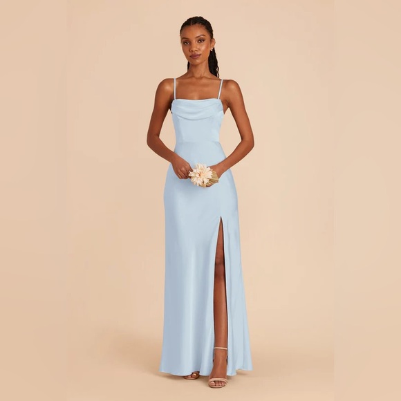 Birdy Grey Mia Convertible Dress in Mist Blue, Matte Satin - Picture 3 of 7